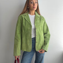 Load image into Gallery viewer, Green suede leather blazer jacket size M
