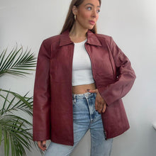 Load image into Gallery viewer, Burgundy red genuine leather jacket size XL
