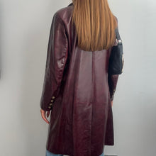 Load image into Gallery viewer, Burgundy red long line leather jacket size large

