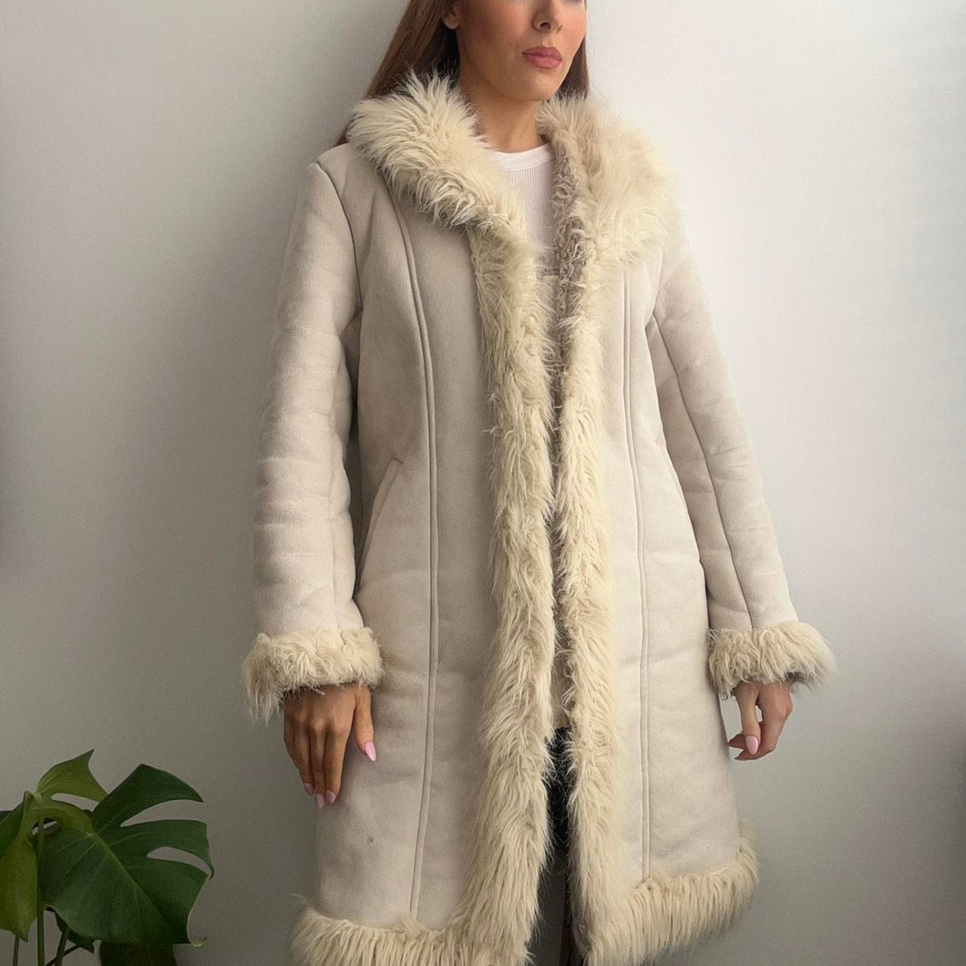 Cream afghan coat size large