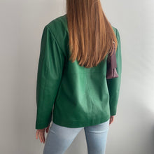 Load image into Gallery viewer, Green leather blazer jacket size M
