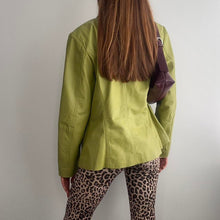 Load image into Gallery viewer, Green leather blazer jacket size 14
