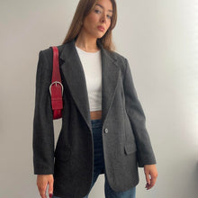 Load image into Gallery viewer, Grey wool blend blazer jacket size 14
