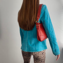 Load image into Gallery viewer, Bright blue / turquoise suede leather blazer jacket size 10
