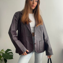 Load image into Gallery viewer, Purple leather blazer jacket size large
