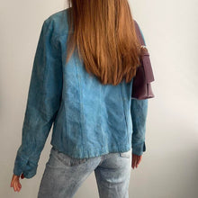 Load image into Gallery viewer, Blue suede leather jacket size large
