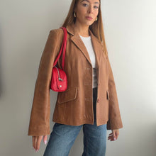 Load image into Gallery viewer, Tan brown leather blazer jacket size 12
