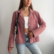 Load image into Gallery viewer, Pink suede leather blazer jacket size 14
