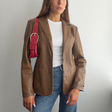 Load image into Gallery viewer, Brown leather blazer jacket size 12
