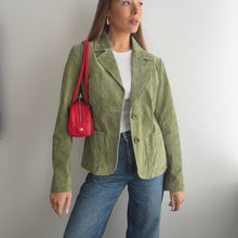 Load image into Gallery viewer, Green suede leather blazer jacket size 12
