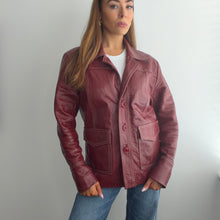 Load image into Gallery viewer, Vintage burgundy leather jacket size M
