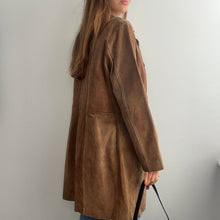 Load image into Gallery viewer, Long suede leather blazer jacket size large
