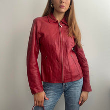 Load image into Gallery viewer, Red zip up leather jacket size M
