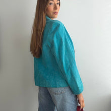 Load image into Gallery viewer, Bright blue suede leather blazer jacket size 14
