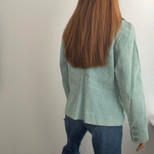 Load image into Gallery viewer, Blue suede leather jacket size large
