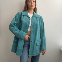 Load image into Gallery viewer, Blue suede leather jacket size 22
