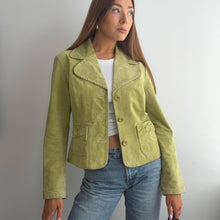 Load image into Gallery viewer, Green suede leather blazer jacket size M

