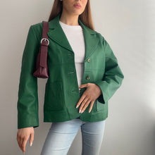 Load image into Gallery viewer, Green leather blazer jacket size M
