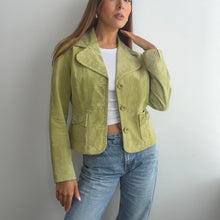 Load image into Gallery viewer, Green suede leather blazer jacket size M
