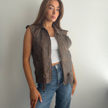 Load image into Gallery viewer, Vintage brown distressed leather waistcoat size small
