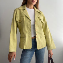 Load image into Gallery viewer, Lemon yellow leather jacket size small
