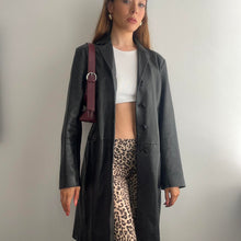 Load image into Gallery viewer, Black long line matrix leather jacket size M

