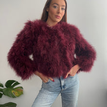 Load image into Gallery viewer, Burgundy fluffy jacket size small
