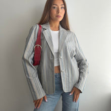 Load image into Gallery viewer, Blue and white striped blazer jacket size 18
