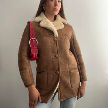 Load image into Gallery viewer, Cute tan brown sheepskin coat size XS
