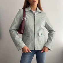 Load image into Gallery viewer, Mint suede leather zip up jacket size 10
