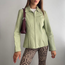 Load image into Gallery viewer, Mint green leather jacket size 12
