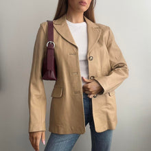 Load image into Gallery viewer, Beige leather blazer jacket size 12
