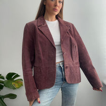 Load image into Gallery viewer, Burgundy suede leather jacket size large
