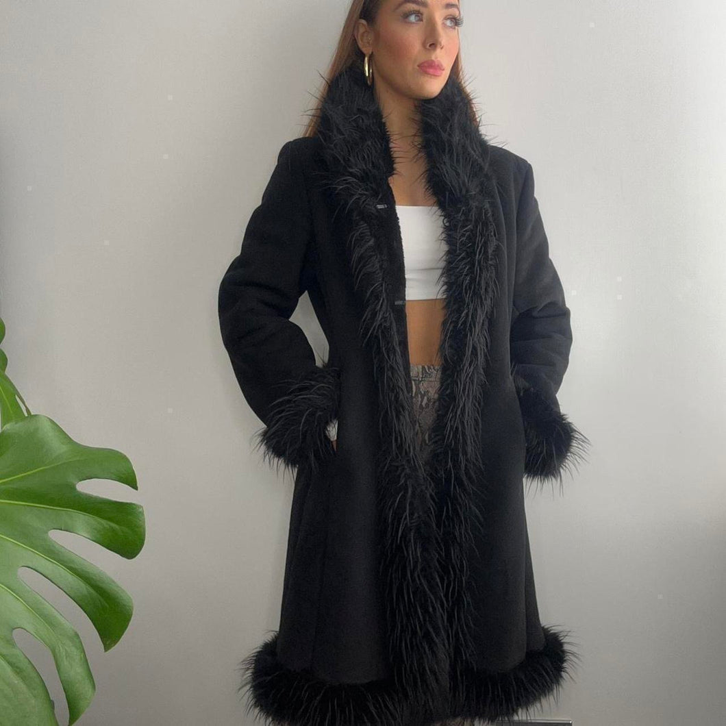 Black afghan coat size 8