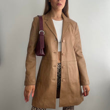 Load image into Gallery viewer, Tan brown leather blazer size 10
