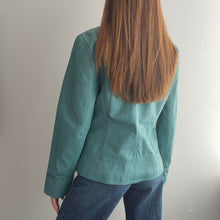 Load image into Gallery viewer, Blue biker leather jacket size M
