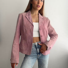 Load image into Gallery viewer, Light pink suede leather blazer jacket size 12
