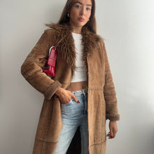 Load image into Gallery viewer, Brown suede maxi coat size 14
