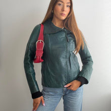 Load image into Gallery viewer, Dark green / teal bomber jacket with funnel neck size M
