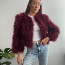 Load image into Gallery viewer, Burgundy fluffy jacket size small
