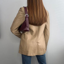 Load image into Gallery viewer, Beige leather blazer jacket size 12
