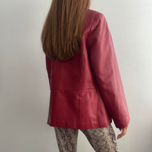 Load image into Gallery viewer, Red leather blazer jacket size 14
