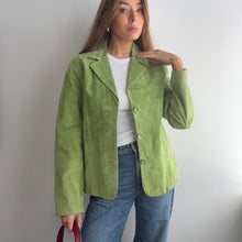 Load image into Gallery viewer, Green suede leather blazer jacket size M
