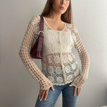 Load image into Gallery viewer, Cream bohemian style crochet cardigan size M/L
