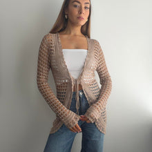 Load image into Gallery viewer, Beige crochet cardigan size S/M
