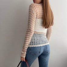Load image into Gallery viewer, Cream bohemian style crochet cardigan size M/L
