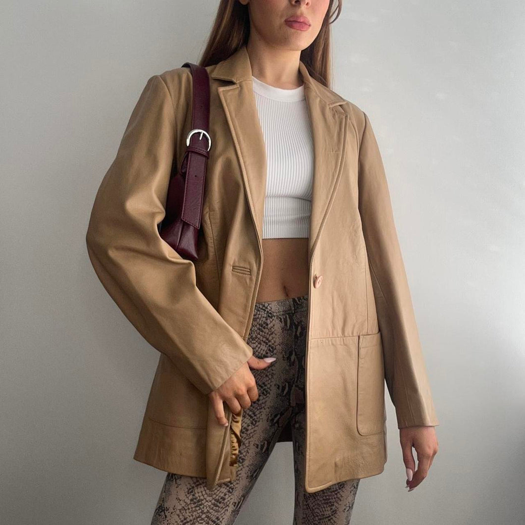 Caramel leather jacket size 16