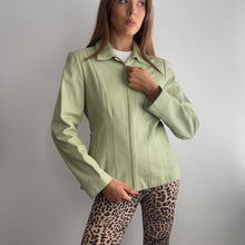 Load image into Gallery viewer, Mint green leather jacket size 12
