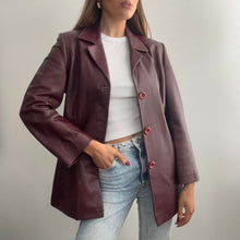 Load image into Gallery viewer, Burgundy leather blazer jacket size large
