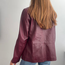 Load image into Gallery viewer, Burgundy red leather blazer jacket size 14
